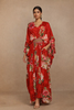 Red Floral Printed Kaftan style Crepe Gown
