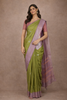 Parrot Green Leaf Design Zari Woven Soft Silk Saree