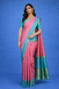 Pink Checked Design Woven Pure Kanchipuram Silk Saree With Contrast Border