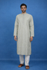 Pista Green Floral Embroidered Cotton Kurta for Men