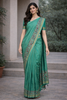 Aqua Blue Floral Designed Chanderi Cotton Saree