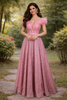 Baby Pink Glitter Worked Net Party Wear Gown