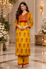 Chrome Yellow Straight Cut Salwar Suit Adorned with Floral Prints and Mirror work