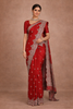 Red Floral Sequins Embroidered Satin Saree