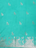 Emerald Green Birds Woven Raw Silk Saree with Zari Border