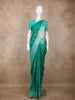 Emerald Green Birds Woven Raw Silk Saree with Zari Border