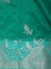 Emerald Green Birds Woven Raw Silk Saree with Zari Border