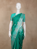 Emerald Green Birds Woven Raw Silk Saree with Zari Border
