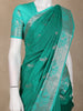 Emerald Green Birds Woven Raw Silk Saree with Zari Border