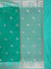 Emerald Green Birds Woven Raw Silk Saree with Zari Border