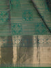 Emerald Green Checked Zari Woven Design Pure Kanchipuram Silk Saree with Zari Border