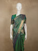 Emerald Green Checked Zari Woven Design Pure Kanchipuram Silk Saree with Zari Border