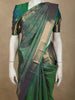 Emerald Green Checked Zari Woven Design Pure Kanchipuram Silk Saree with Zari Border