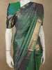Emerald Green Checked Zari Woven Design Pure Kanchipuram Silk Saree with Zari Border