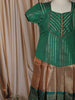 Emerald Green Chevron Zari Woven Design Art Silk Traditional Kids Pattu Pavadai Set