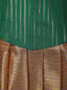 Emerald Green Chevron Zari Woven Design Art Silk Traditional Kids Pattu Pavadai Set