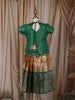 Emerald Green Chevron Zari Woven Design Art Silk Traditional Kids Pattu Pavadai Set
