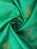Emerald Green Floral Butta Woven Design Pure Kanchipuram Silk Saree with Contrast Blouse