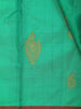 Emerald Green Floral Butta Woven Design Pure Kanchipuram Silk Saree with Contrast Blouse