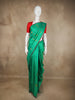 Emerald Green Floral Butta Woven Design Pure Kanchipuram Silk Saree with Contrast Blouse