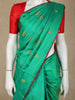 Emerald Green Floral Butta Woven Design Pure Kanchipuram Silk Saree with Contrast Blouse