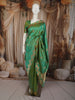 Emerald Green Floral Butta Zari Woven Design Pure Banarasi Silk Party Wear Saree with Zari Border