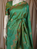 Emerald Green Floral Butta Zari Woven Design Pure Banarasi Silk Party Wear Saree with Zari Border
