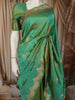 Emerald Green Floral Butta Zari Woven Design Pure Banarasi Silk Party Wear Saree with Zari Border
