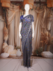 Navy Blue Floral Printed Design Semi Silk Saree