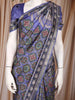 Navy Blue Floral Printed Design Semi Silk Saree
