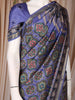 Navy Blue Floral Printed Design Semi Silk Saree