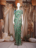 Emerald Green Floral Designed Semi Silk Saree