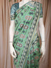 Emerald Green Floral Designed Semi Silk Saree