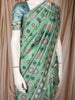 Emerald Green Floral Designed Semi Silk Saree