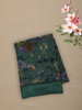Emerald Green Floral Printed Chiffon Saree with Self Woven Border