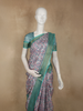 Emerald Green Floral Printed Design Semi Tussar Saree