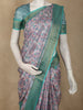 Emerald Green Floral Printed Design Semi Tussar Saree