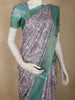 Emerald Green Floral Printed Design Semi Tussar Saree