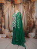 Emerald Green Floral Vine Beads Embroidered Design Chiffon Party Wear Peplum Palazzo Suit with Matching Dupatta