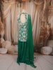 Emerald Green Floral Vine Beads Embroidered Design Chiffon Party Wear Peplum Palazzo Suit with Matching Dupatta