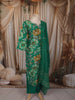 Emerald Green Floral Vine Printed Design Cotton Straight Cut Salwar Suit with Dupatta