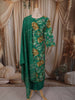 Emerald Green Floral Vine Printed Design Cotton Straight Cut Salwar Suit with Dupatta