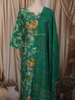 Emerald Green Floral Vine Printed Design Cotton Straight Cut Salwar Suit with Dupatta