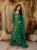 Emerald Green Floral Vine Printed Design Cotton Straight Cut Salwar Suit with Dupatta