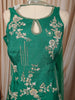 Emerald Green Floral Vine Sequins and Beads Embroidered Design Satin Party Wear Palazzo Suit with Matching Choker Dupatta