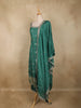 Emerald Green Floral Woven Tissue Silk Palazzo Suit with Zari Border Dupatta