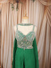 Emerald Green Heavy Beads and Mirror Embroidered Design Organza Indo Western Palazzo Suit with Matching Choker Dupatta