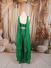 Emerald Green Heavy Beads and Mirror Embroidered Design Organza Indo Western Palazzo Suit with Matching Choker Dupatta