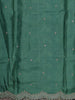 Emerald Green Horizontal Striped Woven Design Pure Tussar Saree with Scalloped Designer Border