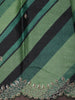 Emerald Green Horizontal Striped Woven Design Pure Tussar Saree with Scalloped Designer Border